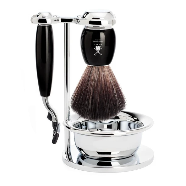 MÜHLE kaseli tıraş seti - Vivo serisi - Siyah Fiber - Gillette bıçaklarıyla uyumlu - siyah değerli reçine ürün görseli 1