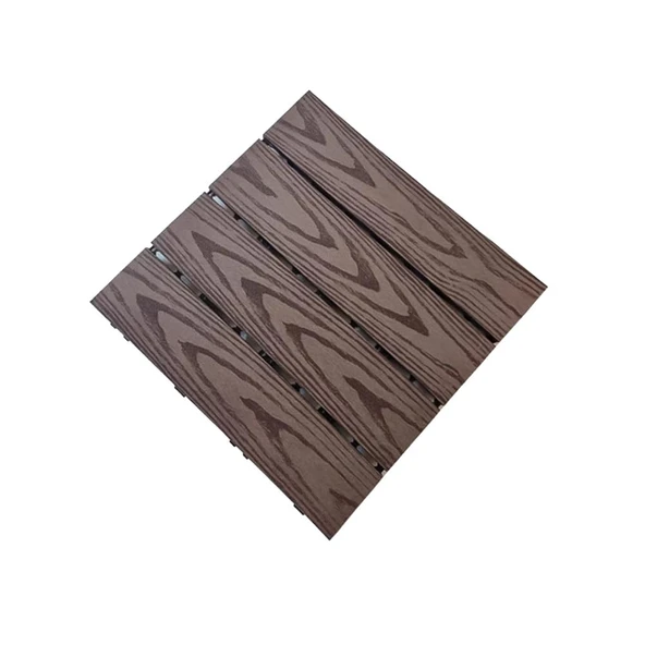 Kilitli Plastik Veranda Fayansları, Veranda Fayansları, Kilitli Veranda Fayansları, Dış Mekan Su Geçirmez Döşeme, Herkes İçin (Koyu Kahverengi-A,11.8x11.8IN/8PCS) ürün görseli 1