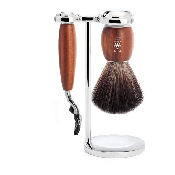 MÜHLE tıraş seti - Vivo serisi - Black Fiber - Gillette bıçaklarla uyumlu - erik ağacı ürün görseli 1