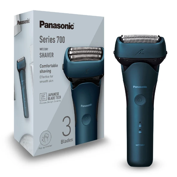 Panasonic Series 700 ES-ALT4B Erkekler için 3 Bıçaklı Islak ve Kuru Tıraş Makinesi Taşınabilir Kablosuz Su Geçirmez Sakal Yoğunluğu Sensörü Esnek Tıraş Makinesi Başlığı Açılır Düzeltici Koyu Mavi ürün görseli 1