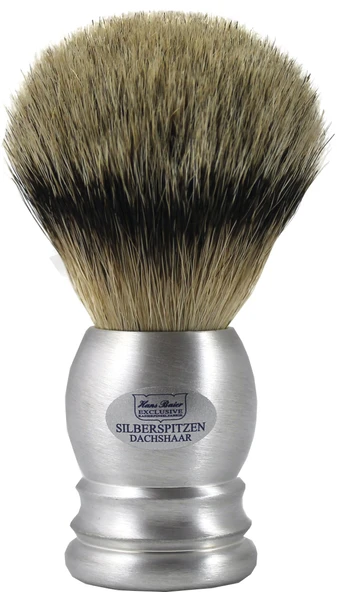 Hans Baier Exclusive Tıraş Fırçası Gerçek Silvertip Porsuk Kılı - Alüminyum Saplı Boyut 3, 131 g ürün görseli 1