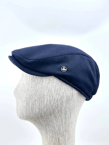 Kışlık Kasket Şapka – Klasik Lacivert Yün Dokuma, Peaky Blinders Tarzı Bedensiz Lastikli Model ürün görseli 1