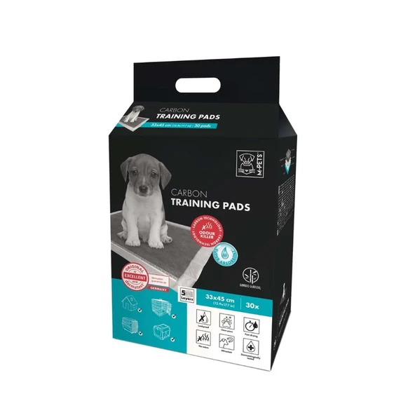 M-Pets Carbon Training Pads Karbonlu Yavru Köpek Çiş Eğitim Pedi 33 x 45 Cm 30'lu ürün görseli 1