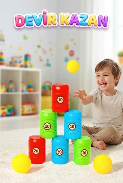 Renkli Kutu Devirme Oyunu - Eğitici ve Eğlenceli Beceri Geliştirici 8 Parça Çocuk Oyun Seti ürün görseli 1