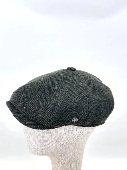 Kışlık Kaşe Kumaş Kasket Şapka – Retro Desenli Modern Model ürün görseli 1