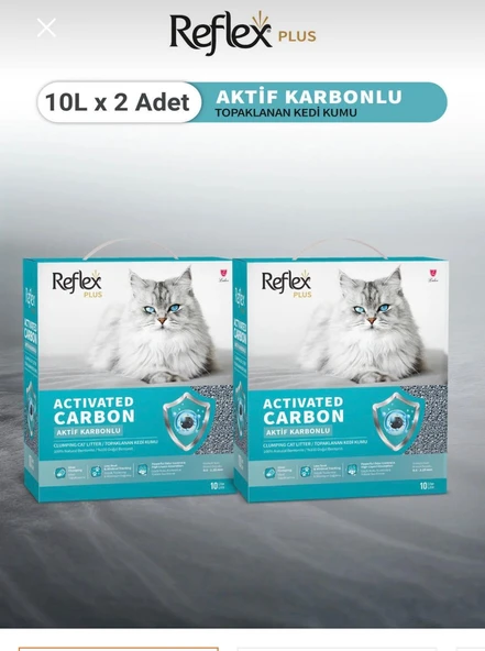 Reflex Aktif Karbonlu 10 lt 2'li Topaklanan Kedi Kumu ürün görseli 1