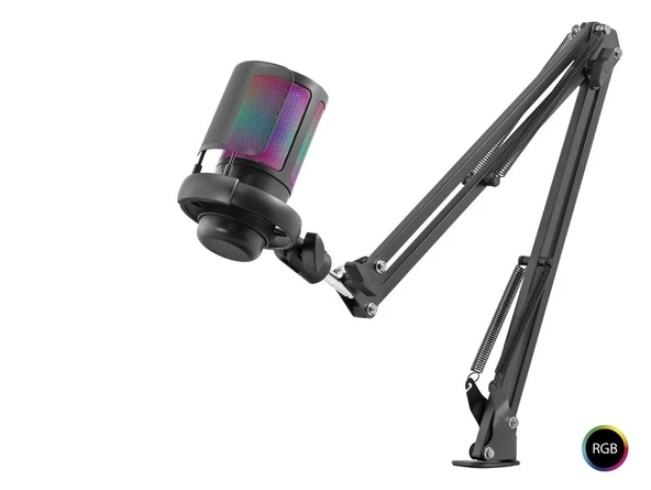 Rgb Mikrofon Seti Ayarlı Masa Kolu Type-C 192Khz 24Bit - Siyah ME6S35B ürün görseli 1