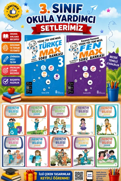 3.Sınıf Türkçe Max + Fen Max + Hayatın Bilgisi Şahane Hikaye Seti ürün görseli 1