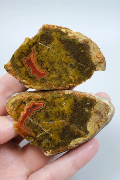 Hardal Sarısı ve Zeytin Yeşili Karadeniz Çiçeği Akik ürün görseli 1