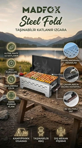 Madfox SteelFold Paslanmaz Çelik Katlanabilir Mangal ürün görseli 1