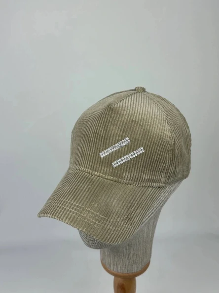 Taş Detaylı Kadife Şapka – Unisex Günlük Stil ürün görseli 1