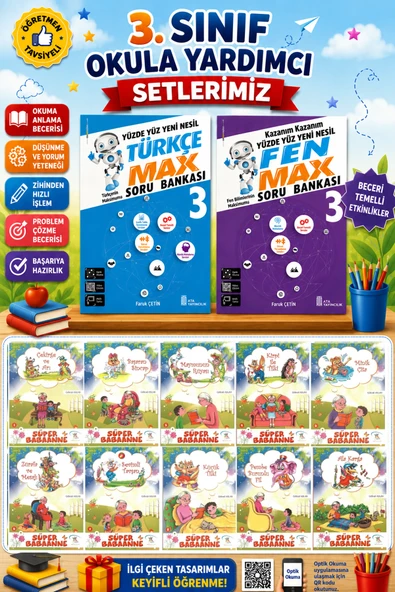 3.Sınıf Türkçe Max + Fen Max + Süper Babaanne Hikaye Seti ürün görseli 1