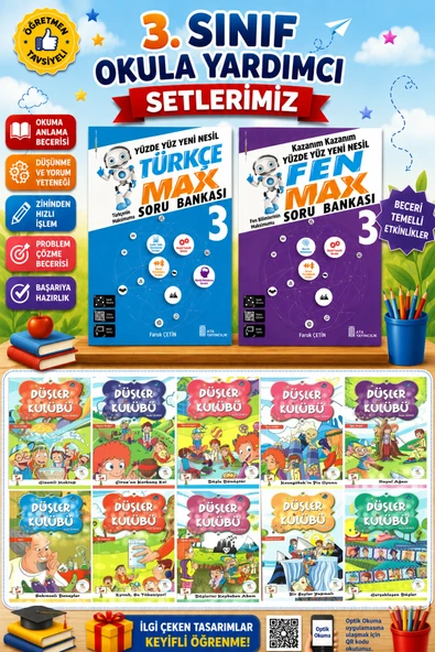 3.Sınıf Türkçe Max + Fen Max + Düşler Kulübü Hikaye Seti ürün görseli 1