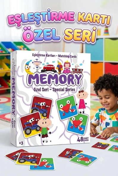 Memory Özel Seri 48 Parça Eğitici Eşleştirme Kartları Çocuk Zeka ve Hafıza Geliştirici Oyun ürün görseli 1