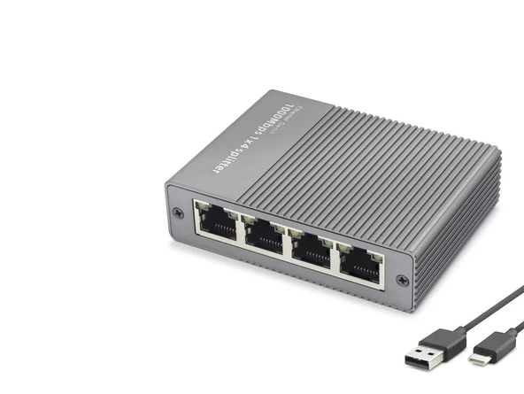 Gigabit Ethernet Switch 5 Port Type C Güç Girişli Gri HDX1414 ürün görseli 1