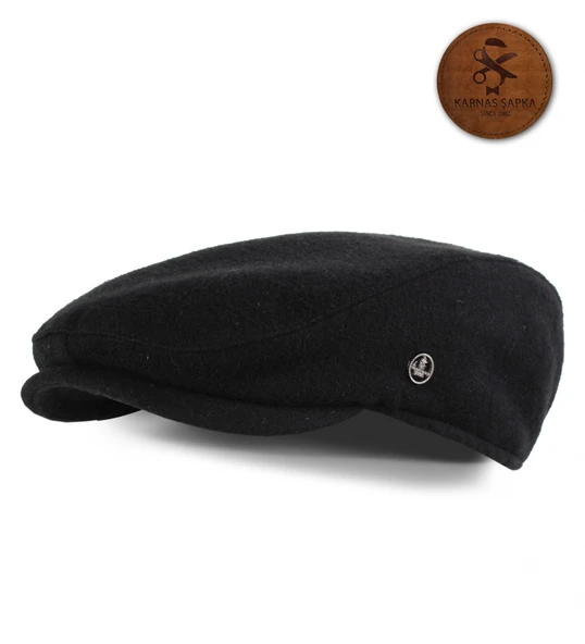SİYAH YÜNLÜ KAŞE KIŞLIK KUMAŞ TOMMY SHELBY KASKET ŞAPKA (TERLETMEZ SATEN KAPİTONE DİKİŞLİ ASTAR) ürün görseli 1