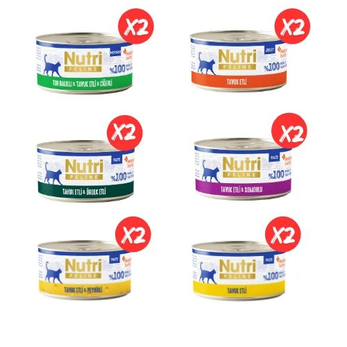 Nutri Feline 12'li Karışık Tavuklu Seri Yaş Kedi Maması Ekonomik Koli ürün görseli 1