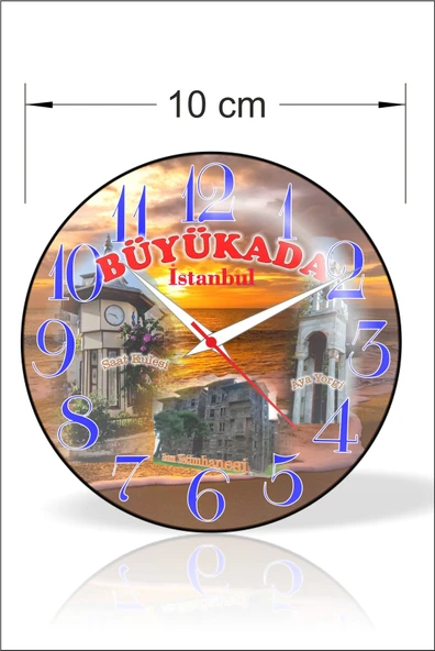 Mıknatıslı İstanbul Büyükada Deniz Günbatımı Ayayorgi Saatkulesi Rum Yetimhanesi Manzaralı Buzdolabı Saati ürün görseli 1
