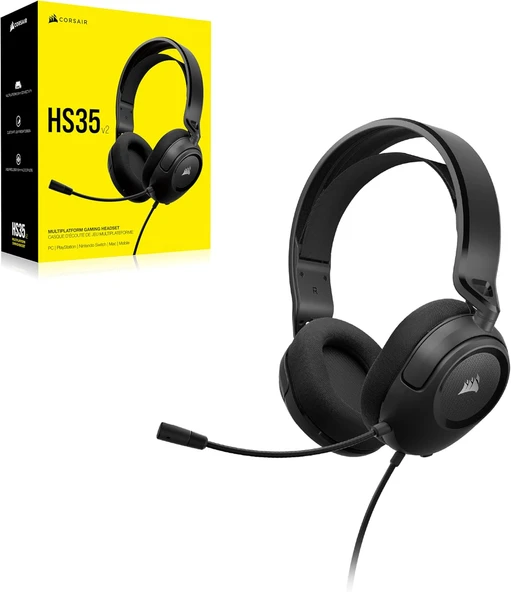 CORSAIR HS35 v2 Multiplatform Gaming Kulaklık - Carbon (CA-9011377-EU) ürün görseli 1