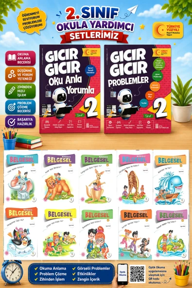 2.Sınıf Oku Anla Yorumla + Problemler + Miniklere Belgesel Hikaye Seti ürün görseli 1