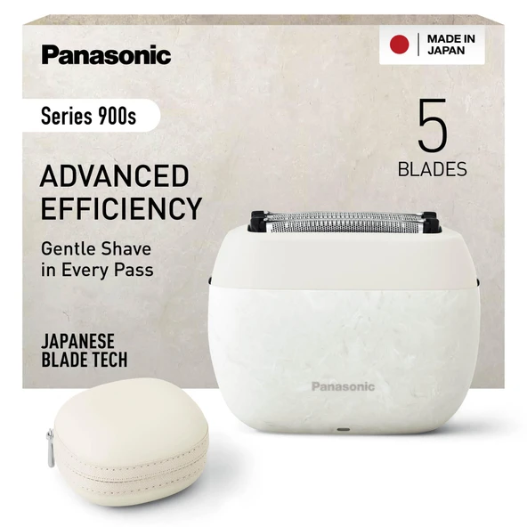 Panasonic ES-PV6B-W803 Series 900s Premium Kompakt Tıraş Makinesi, Erkekler için 5 Bıçaklı Islak ve Kuru Tıraş Makinesi, Duyarlı Sakal Sensörü, USB-C, Premium Kılıf, NAGORI® Mermer Beyazı ürün görseli 1