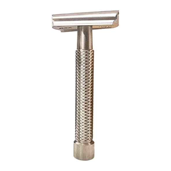 Rex Supply Co. Sentry Slant XL Çift Kenarlı Tıraş Makinesi - Deniz Sınıfı Paslanmaz Çelik, Kaba Sakal ve Hassas Ciltler için Eğimli Başlık | Elmas sap | 3 parçalı DE tıraş bıçağı | ABD'de üretilmiştir ürün görseli 1