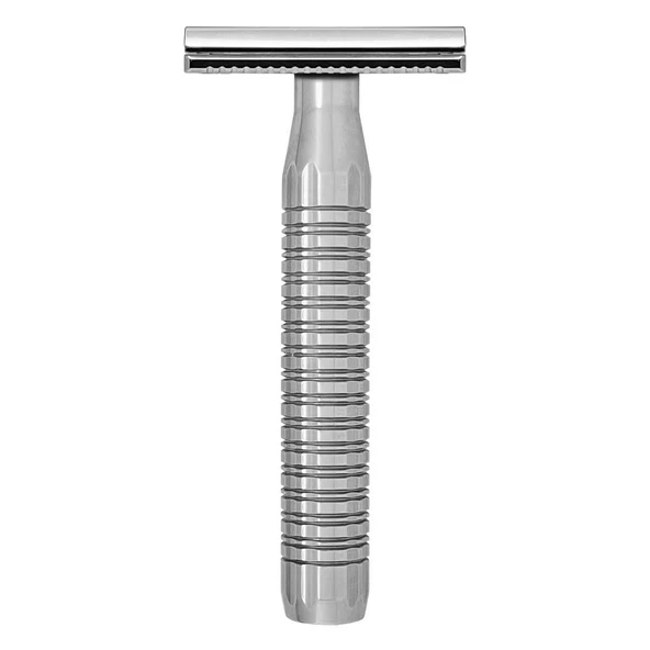 Goodfellas' Smile Lybra tıraş makinesi 316L paslanmaz çelik, CNC ile işlenmiş çift plaka tasarımı, yumuşak ve agresif tıraş, EcoPolish kaplama, üç parçalı başlık, İtalya'da üretilmiştir ürün görseli 1