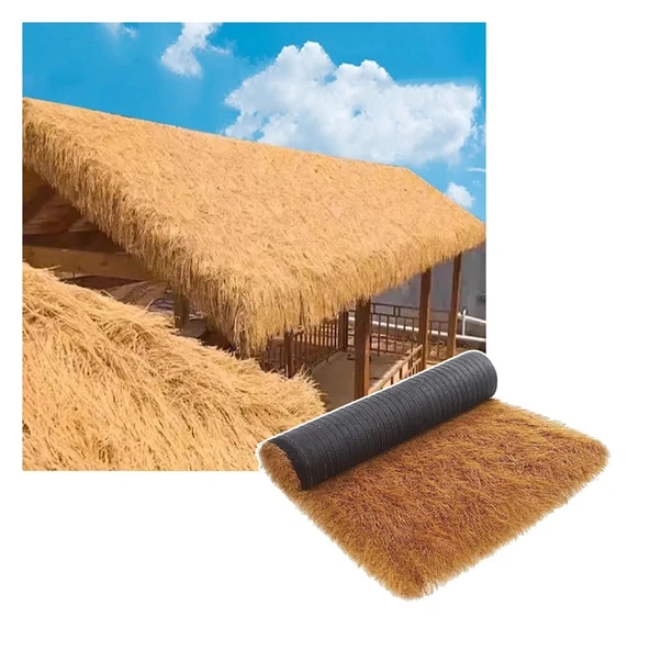 pujindu Yapay Saz Çatı, Sentetik Saz Çatı, Küçük Evler, Verandalar, Gazebos (1x10m/39.4x394in) için Dış Mekan Dekorasyonları için Saman Ruloları ürün görseli 1