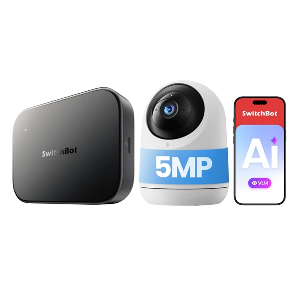 Pan/Tilt Cam Plus 3K, 5MP İç Mekan Kamera Seti, Yerel NVR Depolama, VLM AI, 6 TOPS, Ev Asistanı, Matter Bridge, Beyaz Kamera + Black Hub ile SwitchBot AI Hub ürün görseli 1