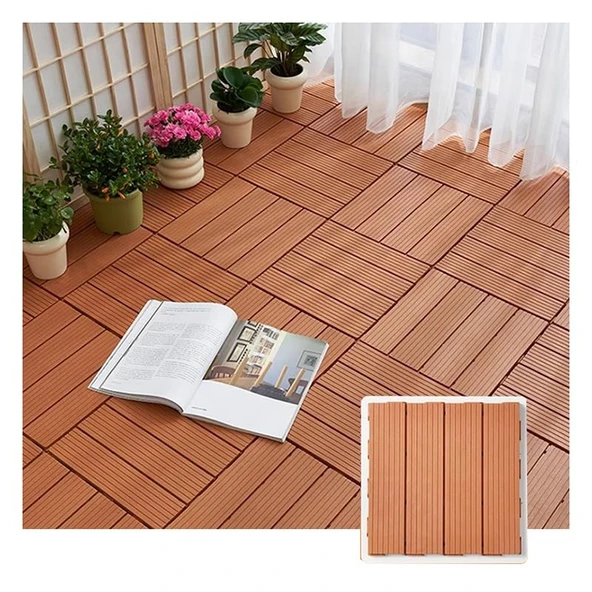 Plastik Kilitli Veranda Fayansları, 11,8 X 11,8 İnç, Dış Mekan Su Geçirmez Döşeme, Tüm Hava Koşullarına Uygun, Veranda Yer Fayansları (Turuncu, 11.8x11.8IN/12PCS) ürün görseli 1