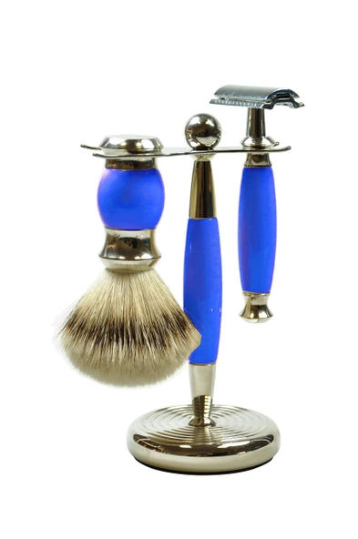 Golddachs tıraş seti, tıraş fırçası (%100 gümüş) ve klasik tıraş bıçağı, mavi/gümüş, 1'li paket (1 x 2 parça) ürün görseli 1