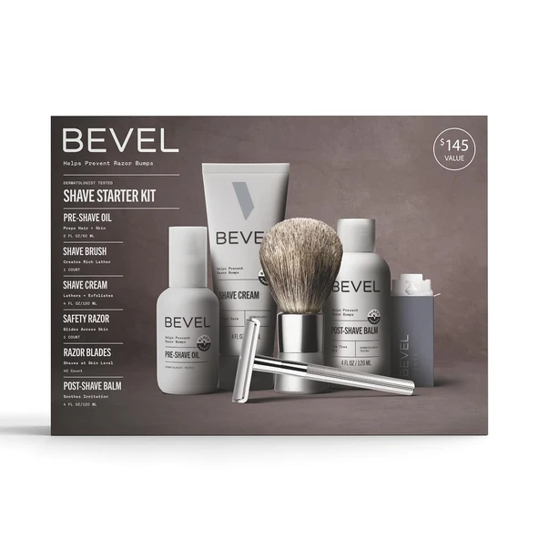 Erkekler için Bevel Tıraş Seti, 40 Yedek Bıçaklı Tıraş Makinesi, Lüks Tıraş Fırçası, Tıraş Öncesi Yağı, Tıraş Kremi ve Balsamı içerir (Ambalaj Farklılık Gösterebilir) ürün görseli 1