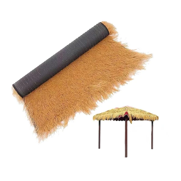 pujindu Sentetik Saz Çatı, Ticari Sanat, Kendin Yap El Sanatları, Palapa Saz Çatı, Bar, Bahçe ve Veranda için Yapay Meksika Saman Rulosu(39,4x204,7 inç) ürün görseli 1