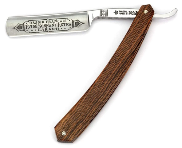 Fransa'dan Thiers-Issard Sabatier tıraş makinesi - 5/8' - C135 karbon çeliği - Bocote sap - 'Evidé Sonnant' bıçak yazısı - 1/1 tam içi boş taşlama ürün görseli 1