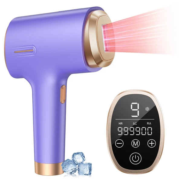 Soğutma Fonksiyonlu Tüy Alma Cihazları, LCD Dokunmatik Ekranlı Tüy Alma Cihazı, 9 Enerji Seviyesi, 999900 Flaş, Erkekler ve Kadınlar için Sökücü, Mor ürün görseli 1