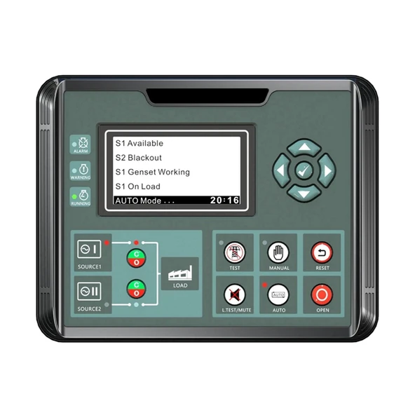 DOMOJT ATS Kontrol Cihazı ATS520 Dizel Jeneratör Kontrol Cihazı Çift Güç Anahtarı ATS Kontrol Modülü LCD Ekran (Renk : ATS520R) ürün görseli 1