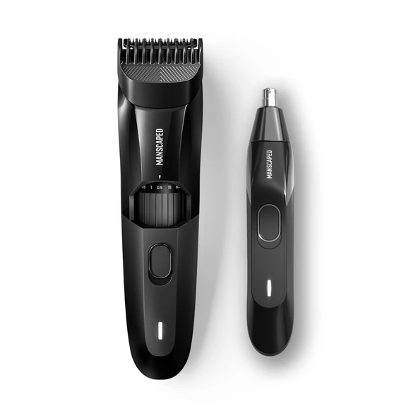 MANSCAPED® Yüz Bakımı İkilisi şunları içerir: Beard Hedger® Premium Hassas Sakal Düzeltici ve Weed Whacker® 2.0 Burun ve Kulak Kılı Düzeltici ürün görseli 1