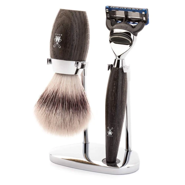 MÜHLE tıraş seti - Kosmo serisi - Silvertip Fiber - Gillette bıçaklarıyla uyumlu - bataklık meşesi ürün görseli 1