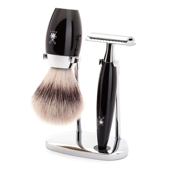 MÜHLE tıraş seti - Kosmo serisi - Silvertip Fiber - tıraş makinesi - siyah değerli reçine ürün görseli 1