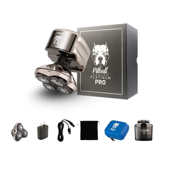 Skull Shaver Pitbull Platinum Pro - Erkekler için Elektrikli Tıraş Makinesi - Kablosuz, Şarj Edilebilir, Islak ve Kuru, Kel Kafalar için Ergonomik - Durulama Standı ve Seyahat Çantasıyla - Ek Bıçaklı ürün görseli 1