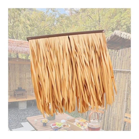 Pujindu Tiki Bar Çim, Yapay Dekoratif Palmiye Saman Çatı Kiremitleri, Çit Partisi Dekorasyon için Meksika Saman Çatı Çatı Koşucu Rulo (0.5x1 m/8 ADET) ürün görseli 1