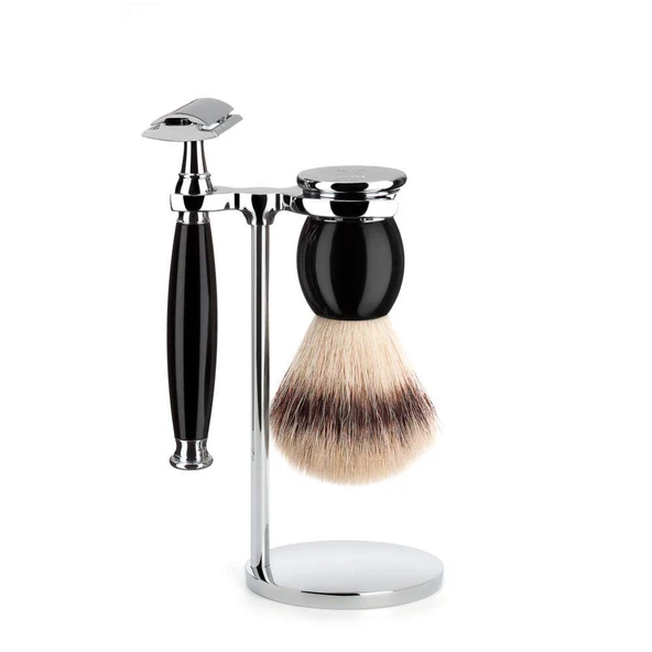 MÜHLE tıraş seti - Sophist serisi - Silvertip Fiber - tıraş bıçağı - siyah değerli reçine ürün görseli 1
