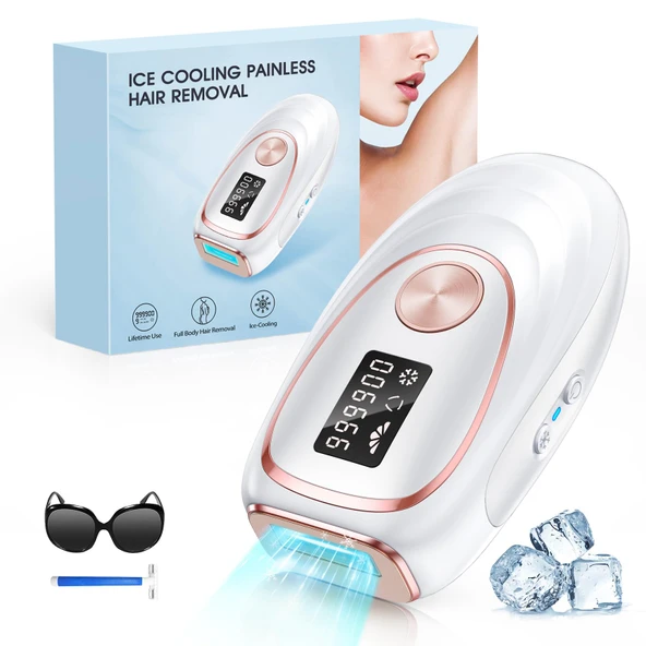 Haarlosy IPL Cihazı Soğutma Fonksiyonlu Epilasyon Lazeri, 999.900 Işık Atımı, 5 Enerji Seviyesi, Kadın, Erkek, Yüz, Koltuk Altı, Bacaklar ve Vücut için Ağrısız IPL Epilasyon Cihazı (Beyaz) ürün görseli 1