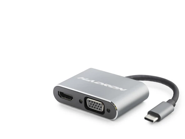 Type-C Hub Hdmi 4K Vga 2 Port Gri HDX7838 ürün görseli 1