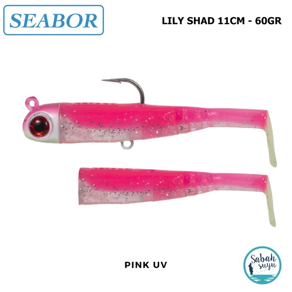 Seabor Lily Shad Silikon Balık 60gr 11cm Combo (2+1) Pink UV ürün görseli 1