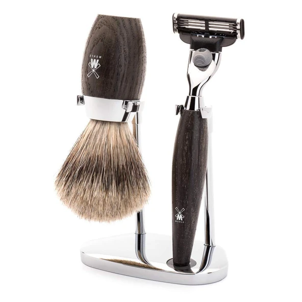 MÜHLE tıraş seti - Kosmo serisi - ince porsuk kılı - Gillette bıçaklarıyla uyumlu - bataklık meşesi ürün görseli 1