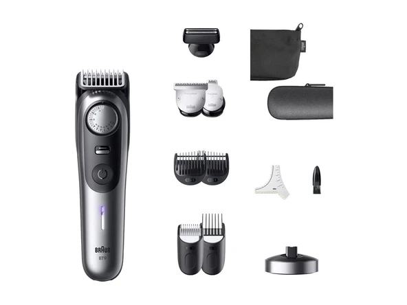 Braun Series 9 sakal düzeltici, +12 berber aleti, Power Boost modu ve güvenilir ProBlade bıçak, 180 dakika, gölge efekti, PrecisionWheel ayar düğmesi ve kilidi, BT9560, krom ürün görseli 1