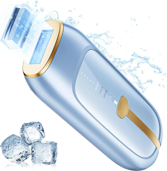 Safir buz soğutma teknolojisine sahip IPL cihazları epilasyon, kadın ve erkekler için 5°C ağrısız lazer epilasyon, 15 enerji seviyesi, uzun süreli sonuçlar, bikini, vücut, koltuk altı için (mavi) ürün görseli 1