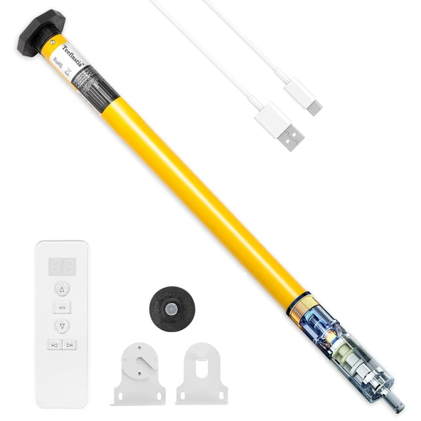 Ücretsiz Hub'lı Zigbee 3.0 Akıllı Perde Motoru, Şarj Edilebilir 38mm Tüpler, 4kg Yük ve 30dB Ultra Sessiz, Alexa/Google Home/SmartThings, Uygulama/Zamanlayıcı Kontrolü, Zebra/Roman/Stor perde ürün görseli 1
