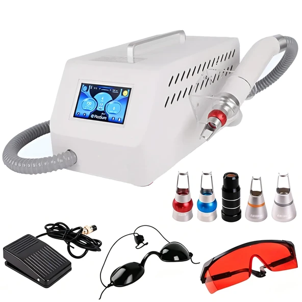 GQKVQ Q-Switch ND YAG Pikosaniye Lazer Makinesi, Salon için 7" Dokunmatik Ekranlı Çok Fonksiyonlu Dövme, Çil, Kaş ve Pigment Temizleme Ekipmanı ürün görseli 1